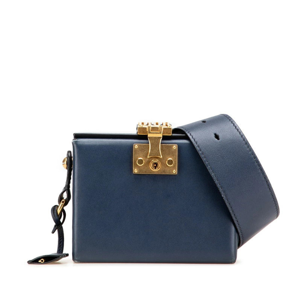 Christian Dior Addict Crossbody Bag Navy Blue Leather
